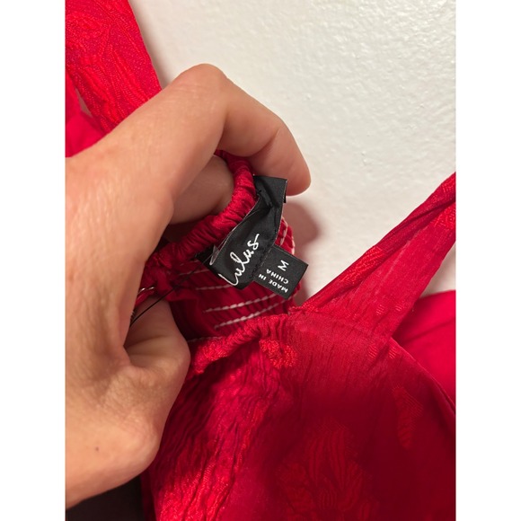 NWT Lulus Loveliest Muse Red Burnout Floral Tie-Strap Midi Dress Sz M - Picture 8 of 8